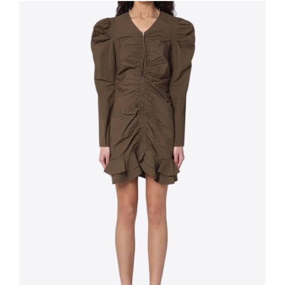 Isabel Marant Briali Khaki Zip mini ruching Dress - Picture 1 of 4
